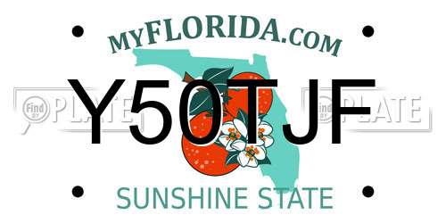 Y50TJF Florida License Plate