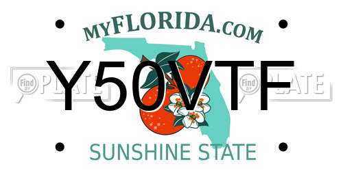Y50VTF Florida License Plate