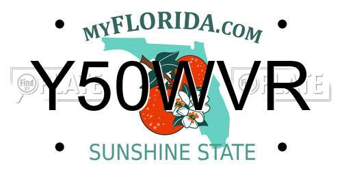 Y50WVR Florida License Plate