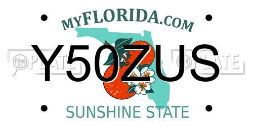 Y50ZUS Florida License Plate