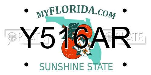 Y516AR Florida License Plate