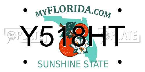 Y518HT Florida License Plate
