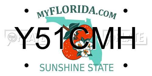 Y51CMH Florida License Plate