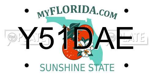 Y51DAE Florida License Plate