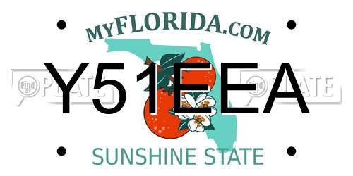 Y51EEA Florida License Plate
