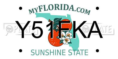 Y51FKA Florida License Plate