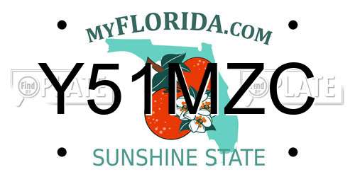 Y51MZC Florida License Plate