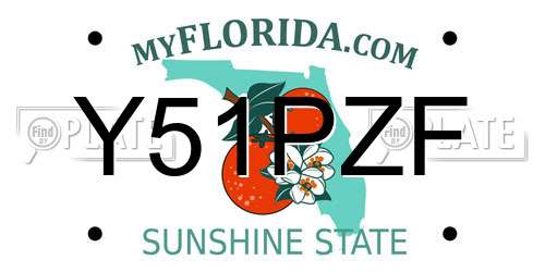 Y51PZF Florida License Plate