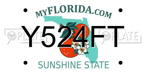 Y524FT Florida License Plate
