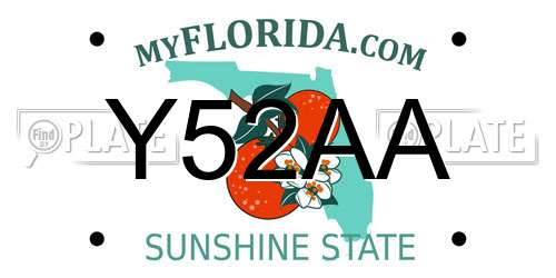 Y52AA Florida License Plate