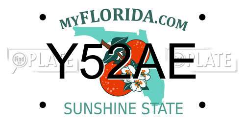 Y52AE Florida License Plate
