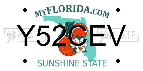 Y52CEV Florida License Plate