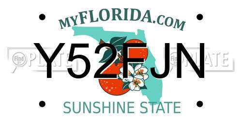 Y52FJN Florida License Plate