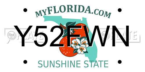 Y52FWN Florida License Plate