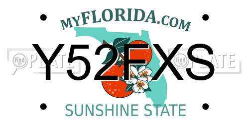 Y52FXS Florida License Plate