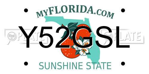 Y52GSL Florida License Plate