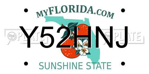 Y52HNJ Florida License Plate