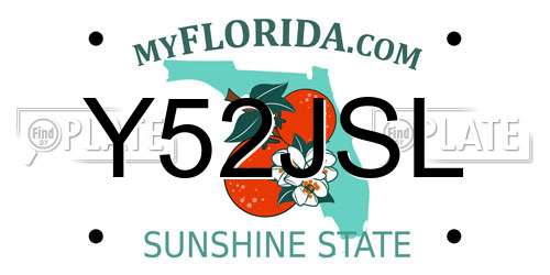 Y52JSL Florida License Plate