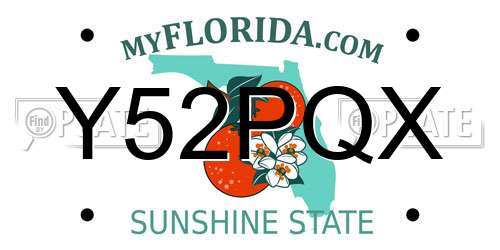Y52PQX Florida License Plate