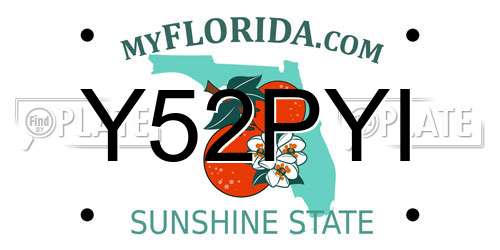 Y52PYI Florida License Plate