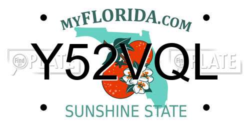 Y52VQL Florida License Plate
