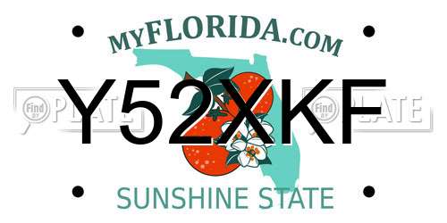 Y52XKF Florida License Plate