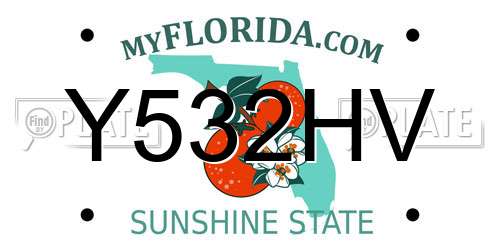 Y532HV Florida License Plate