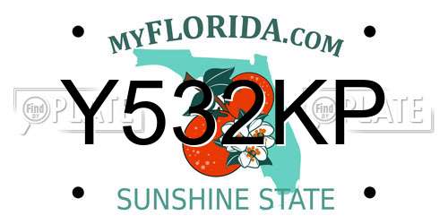 Y532KP Florida License Plate