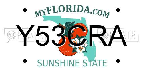 Y53CRA Florida License Plate