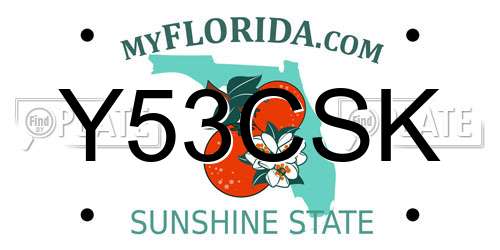 Y53CSK Florida License Plate