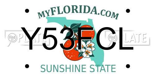 Y53FCL Florida License Plate