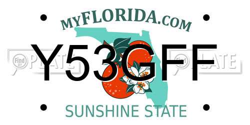 Y53GFF Florida License Plate