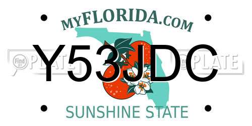 Y53JDC Florida License Plate