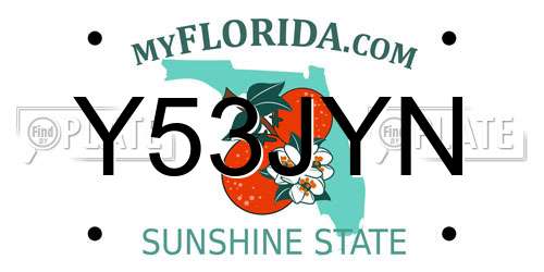 Y53JYN Florida License Plate