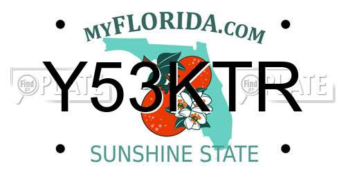 Y53KTR Florida License Plate
