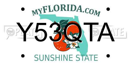 Y53QTA Florida License Plate