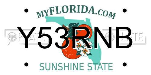 Y53RNB Florida License Plate
