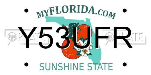 Y53UFR Florida License Plate