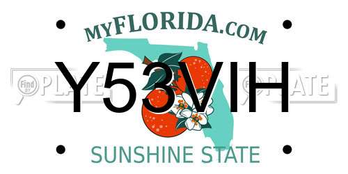 Y53VIH Florida License Plate
