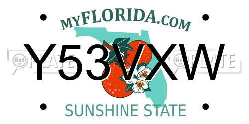 Y53VXW Florida License Plate