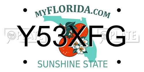 Y53XFG Florida License Plate