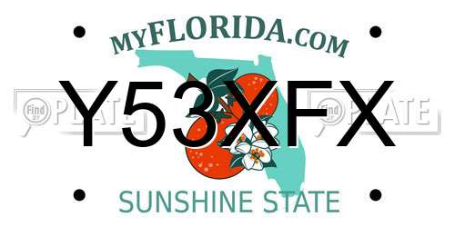 Y53XFX Florida License Plate