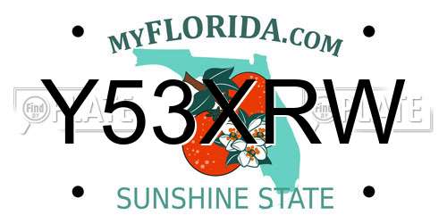 Y53XRW Florida License Plate