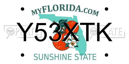 Y53XTK Florida License Plate