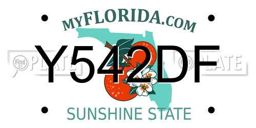 Y542DF Florida License Plate