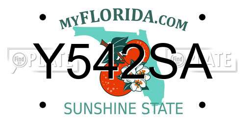 Y542SA Florida License Plate