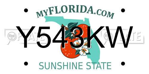 Y543KW Florida License Plate