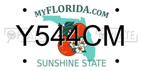 Y544CM Florida License Plate