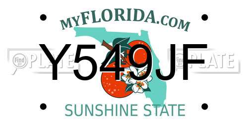 Y549JF Florida License Plate