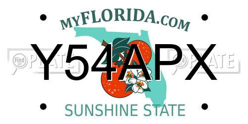 Y54APX Florida License Plate